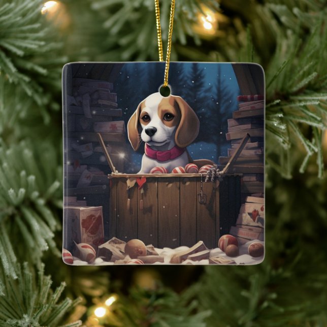 Beagle-jul, Gift för Beagle Hund älskare Julgransprydnad Keramik (Träd)