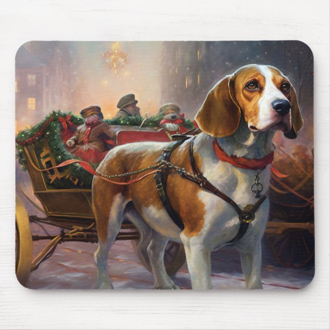 Beagle jul högtidssäsong musmatta (Framsidan)