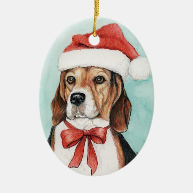 Beagle jul Hund Art Ornament (Framsidan)