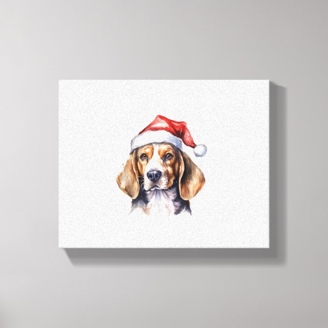 Beagle jul-Hund Canvastryck (Framsida)