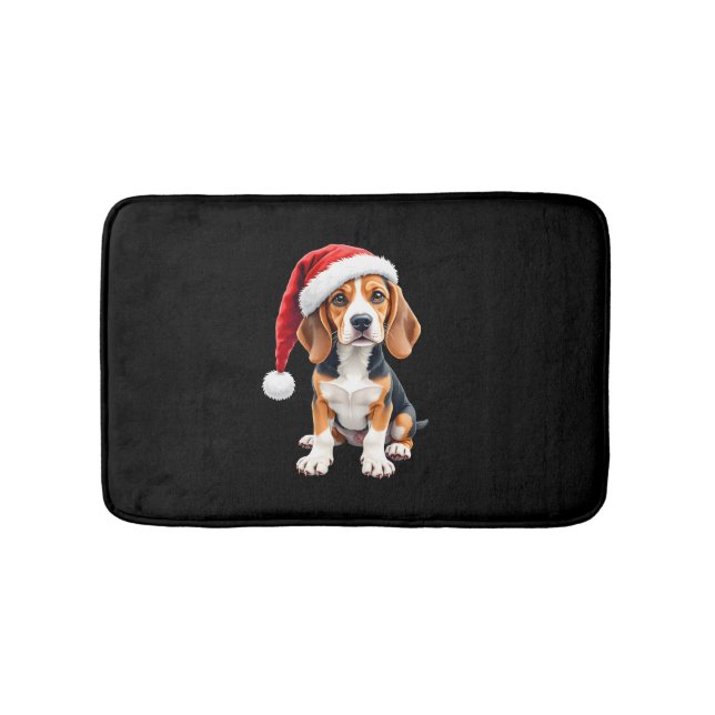 Beagle jul-Hund-Långärmad T-Shirt Badrumsmatta (Framsidan)