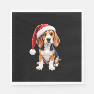 Beagle jul-Hund-Långärmad T-Shirt Pappersservett