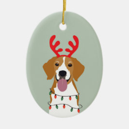 Beagle jul Hund Merry Woofmas Julgransprydnad Keramik