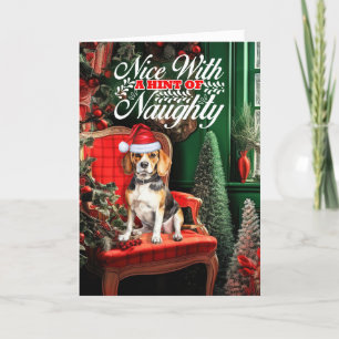 Beagle jul Hund Naughty eller Nice Helgkort