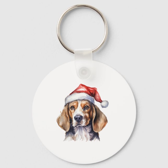 Beagle jul-Hund Nyckelring (Framsida)