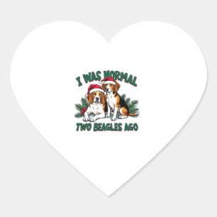 Beagle jul Hundägare Julafton Helgdag Pajama Hjärtformat Klistermärke
