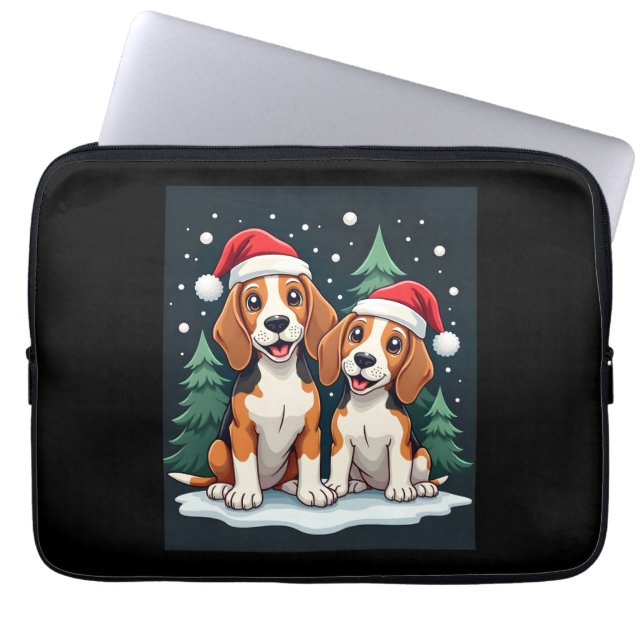 Beagle jul Hundägare Julafton Helgdag Pajama Lon Laptop Fodral (Framsidan)