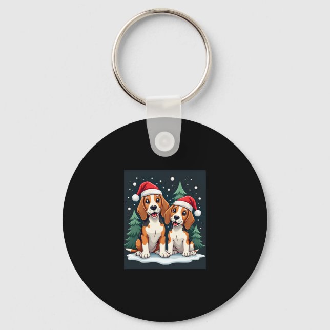 Beagle jul Hundägare Julafton Helgdag Pajama Lon Nyckelring (Framsida)