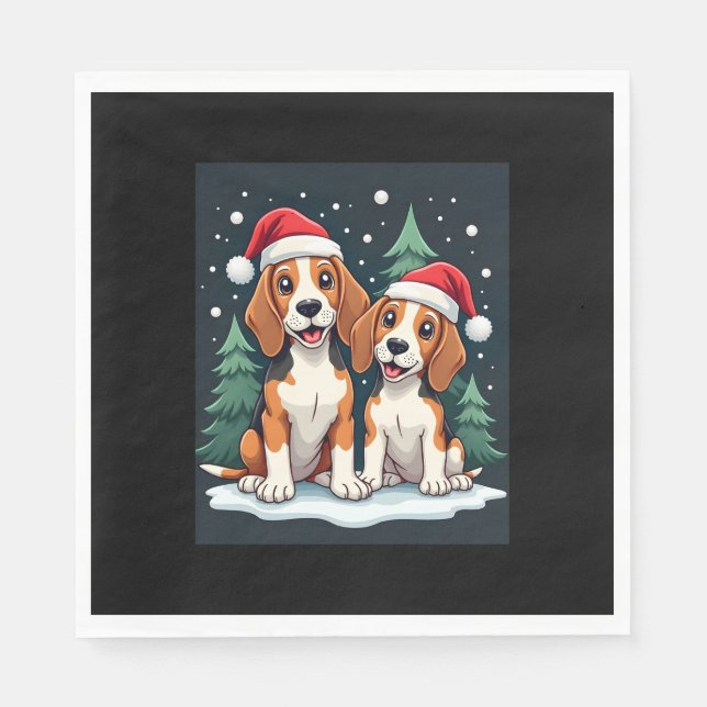 Beagle jul Hundägare Julafton Helgdag Pajama Lon Pappersservett (Framsidan)
