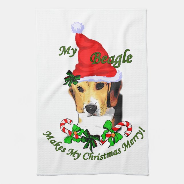 Beagle jul Merry Kökshandduk (Vertikal)