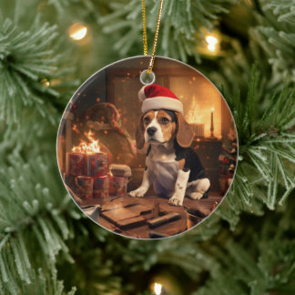 Beagle jul, present till Beagle polisfantast Julgransprydnad Keramik