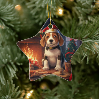 Beagle jul, present till Beagle polisfantast Julgransprydnad Keramik
