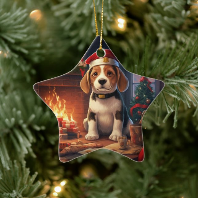 Beagle jul, present till Beagle polisfantast Julgransprydnad Keramik (Träd)