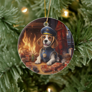 Beagle jul, present till Beagle polisfantast Julgransprydnad Keramik