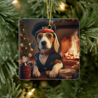 Beagle jul, present till Beagle polisfantast Julgransprydnad Keramik