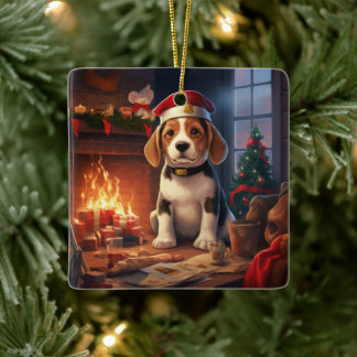 Beagle jul, present till Beagle polisfantast Julgransprydnad Keramik