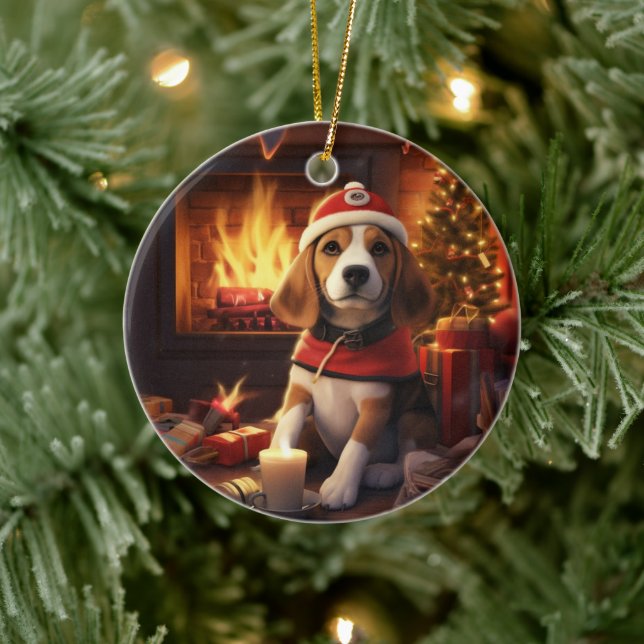 Beagle jul, present till Beagle polisfantast Julgransprydnad Keramik (Träd)