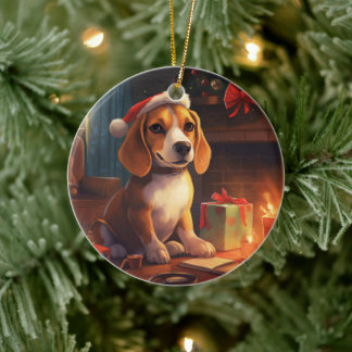 Beagle jul, present till Beagle polisfantast Julgransprydnad Keramik