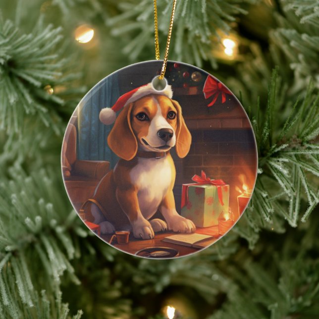 Beagle jul, present till Beagle polisfantast Julgransprydnad Keramik (Träd)