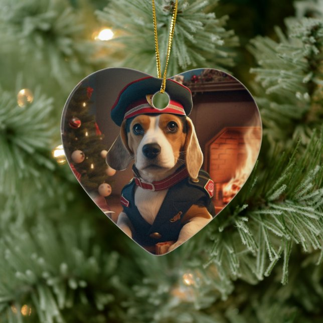 Beagle jul, present till Beagle polishundälskare Julgransprydnad Keramik (Träd)