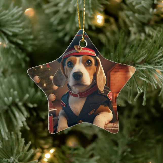 Beagle jul, present till Beagle-polisiär Julgransprydnad Keramik (Träd)