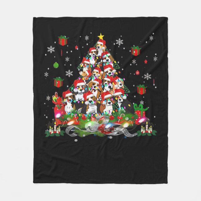Beagle jul Roliga Tees Beagle julgran Hund E Fleecefilt (Framsidan)