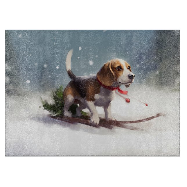 Beagle jul snö vinter (Framsidan)
