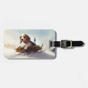 Beagle jul snö vinter bagagebricka