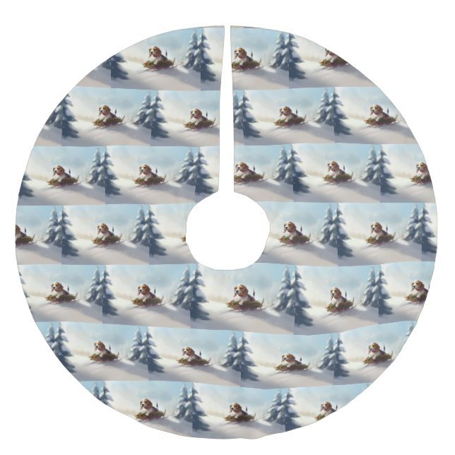 Beagle jul snö vinter julgransmatta borstad polyester (Framsidan)