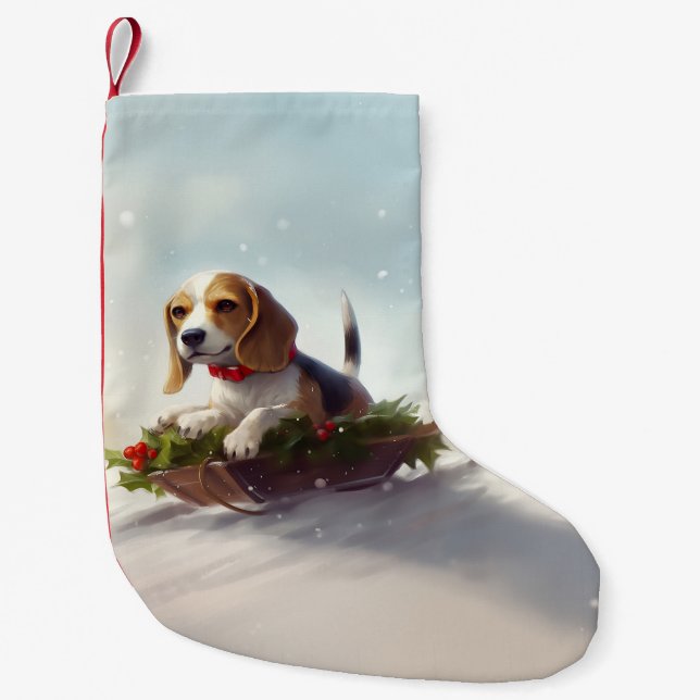 Beagle jul snö vinter liten julstrumpa (Framsidan)