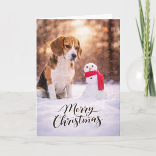 Beagle jul snömannen kort