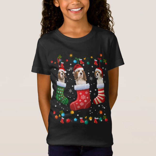 Beagle jul Socks Funny Julafton Pajama Hund älskar T Shirt (Framsida)