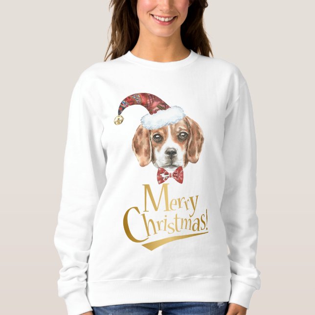 Beagle jul Sweatshirt T Shirt (Framsida)