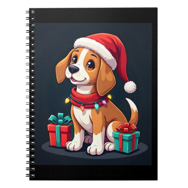 Beagle Julafton Lighting Santa Beagle Hund jul Ta Anteckningsbok (Framsidan)