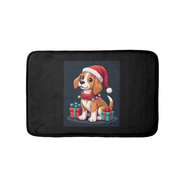 Beagle Julafton Lighting Santa Beagle Hund jul Ta Badrumsmatta (Framsidan)