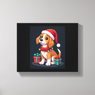 Beagle Julafton Lighting Santa Beagle Hund jul Ta Canvastryck