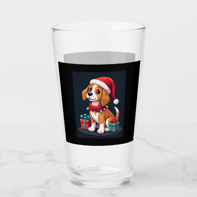 Beagle Julafton Lighting Santa Beagle Hund jul Ta Glaskopp (Framsida)