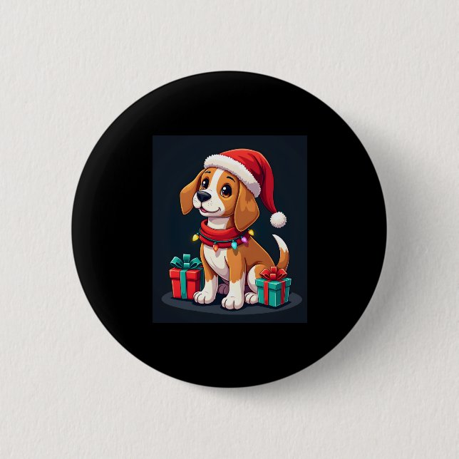 Beagle Julafton Lighting Santa Beagle Hund jul Ta Knapp (Framsida)