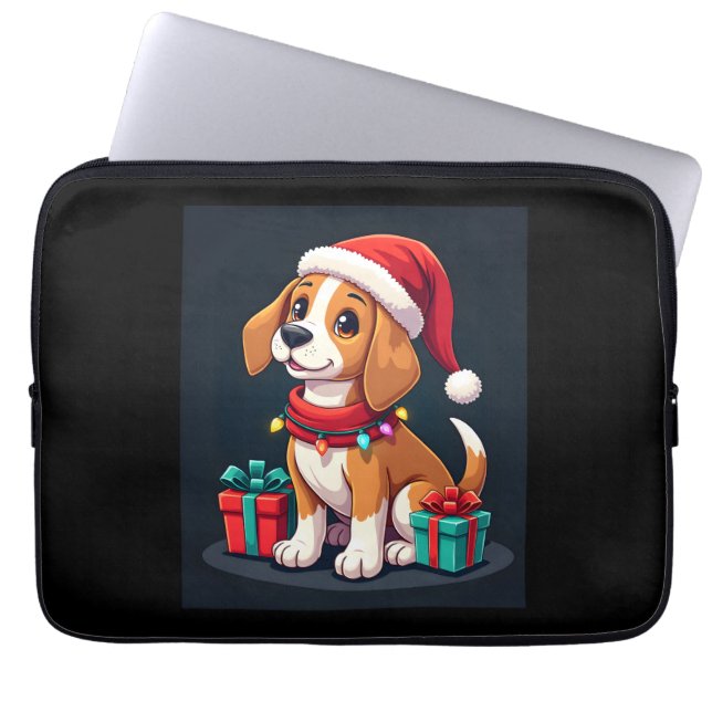 Beagle Julafton Lighting Santa Beagle Hund jul Ta Laptop Fodral (Framsidan)
