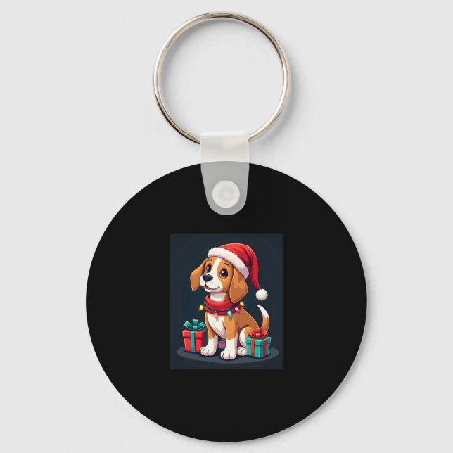 Beagle Julafton Lighting Santa Beagle Hund jul Ta Nyckelring (Framsida)