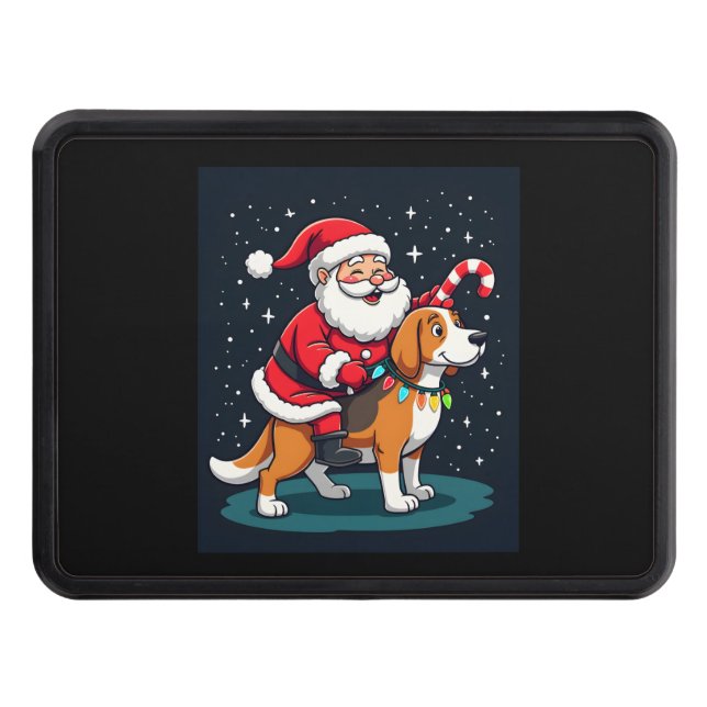 Beagle Julafton Lighting Santa Riding Beagle Hund  Dragkroksskydd (Framsidan)