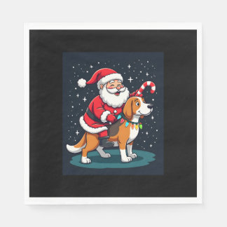 Beagle Julafton Lighting Santa Riding Beagle Hund  Pappersservett