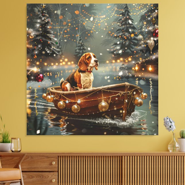 Beagle Julfirande resa Canvastryck (Insitu (Vardagsrum))