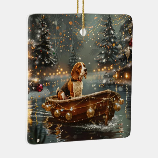 Beagle Julfirande resa Julgransprydnad Keramik (Höger)