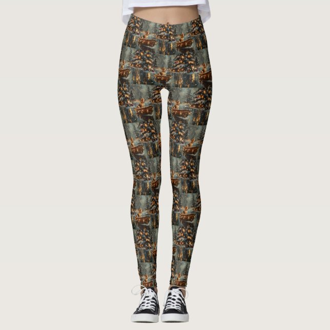 Beagle Julfirande resa Leggings (Framsida)