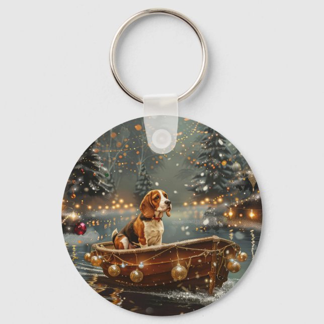 Beagle Julfirande resa Nyckelring (Framsida)