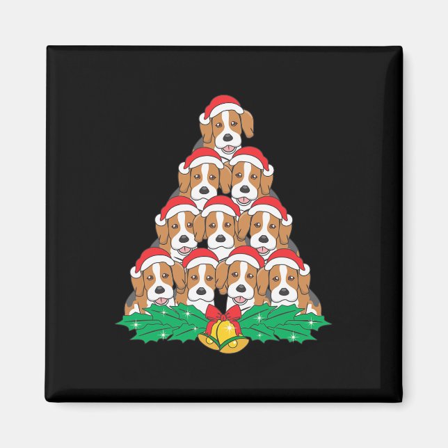 Beagle Julgran Beagle Hund älskare Helgdagar Magnet (Framsidan)