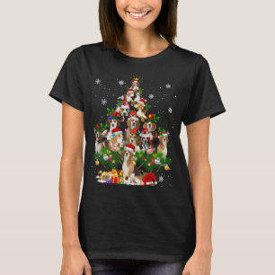 Beagle Julgran Ljus Rolig hund Julafton Gift T Shirt