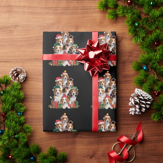 Beagle Julgran med Santa Hat Hund Mamma Hundar Presentpapper (Julgåva)