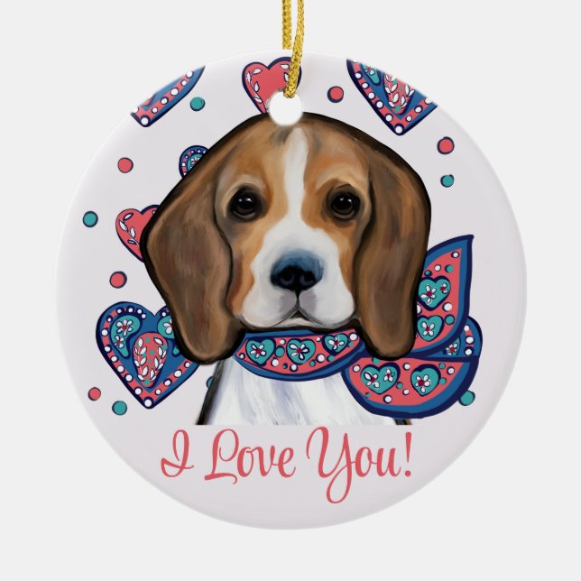 Beagle       julgransprydnad keramik (Framsidan)